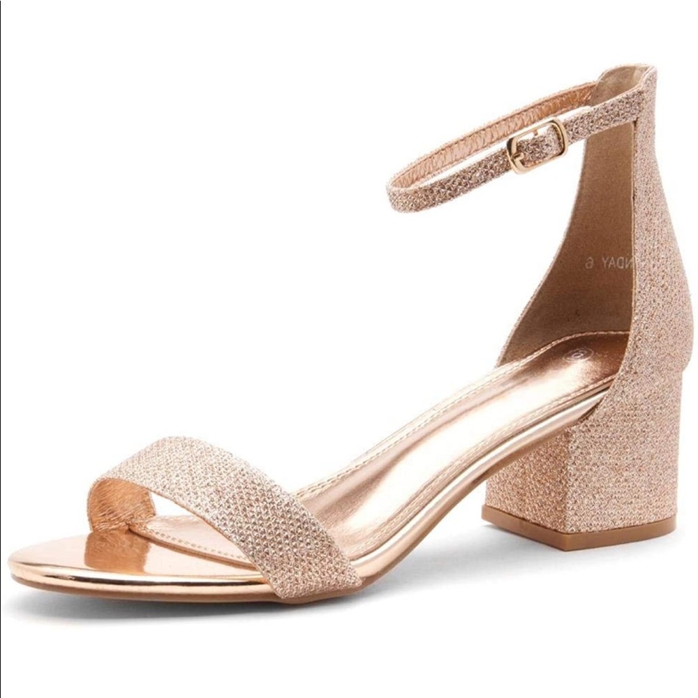open toe / ankle strap / block chunky heel / heels - 6.5